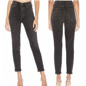 Agolde Nico Virtue High Waist Jeans Washed Black 27 Button Fly